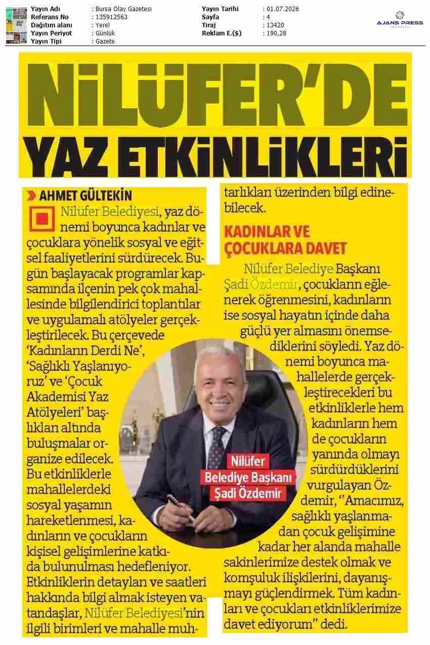 Şadi Özdemir Galeri - Bursa Olay Gazetesi 
